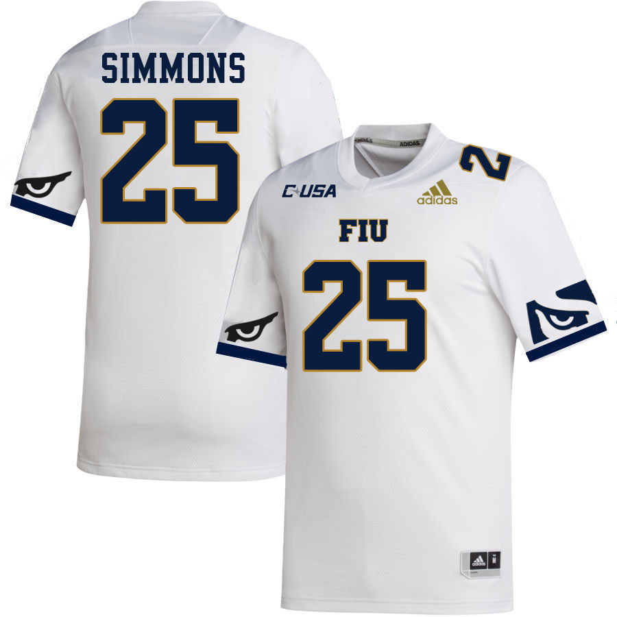 #25 Kenton Simmons FIU Jersey, Florida International University Panthers Football Jersey-White #25 Kenton Simmons FIU Jersey, Florida International University Panthers Football Jersey-White